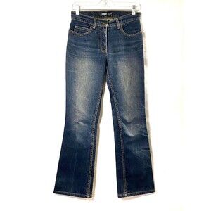 Laundry by Shelli Segal Bootcut Jeans Womens Size 4 Blue Rhinestones Flaws Read